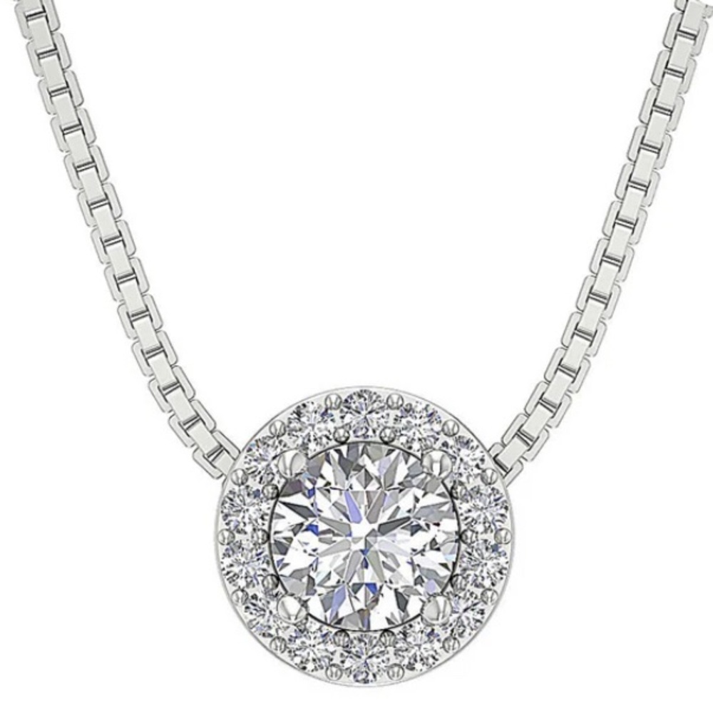 🩶🤍SUPERB Natural Diamond Circle Halo Pendant 14k White Gold+Original Appraisal🤍🩶